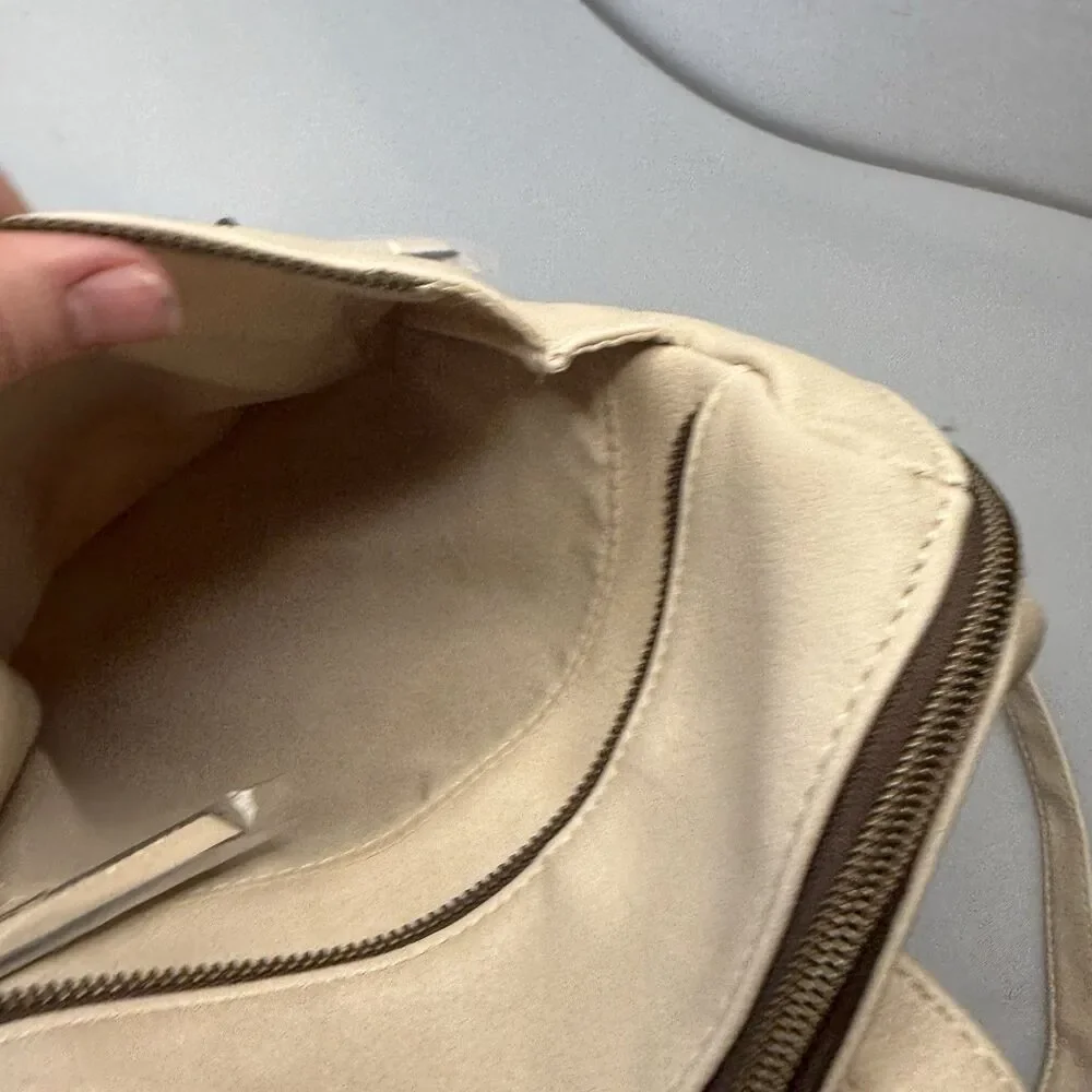 Time And Tru 12” Inch Vegan Leather Mini Backpack Brand New - Bone Beige
